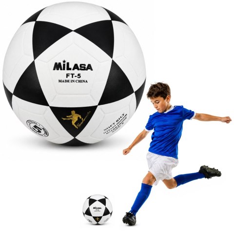 LEAN Toys Piłka Nożna Treningowa Do Nogi Na Trawę Boisko Czarno-Biała Milasa 22cm r.5