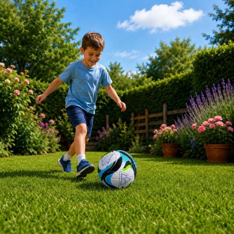 LEAN Toys Piłka Nożna Treningowa Do Nogi Na Trawę Boisko Czarno-Niebieska 22cm r.5
