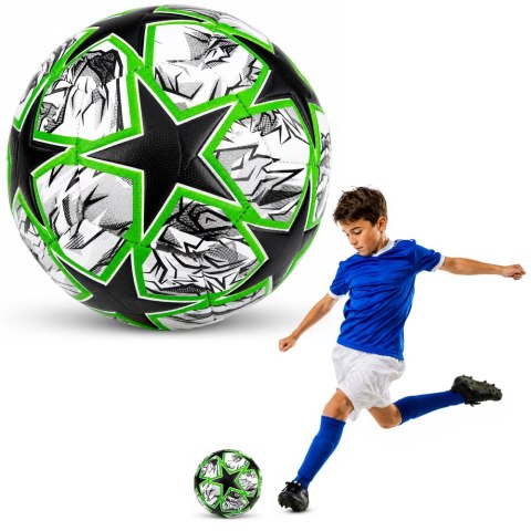 LEAN Toys Piłka Nożna Treningowa Do Nogi Na Trawę Boisko Zielona Gwiazdy 22cm r.5
