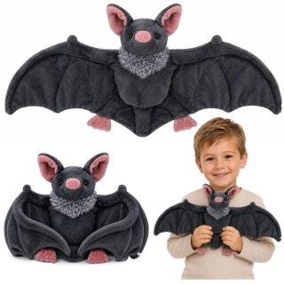 LEAN Toys Pluszowa Maskotka Przytulanka Nietoperz Rozkładane Skrzydła Szary 57 cm