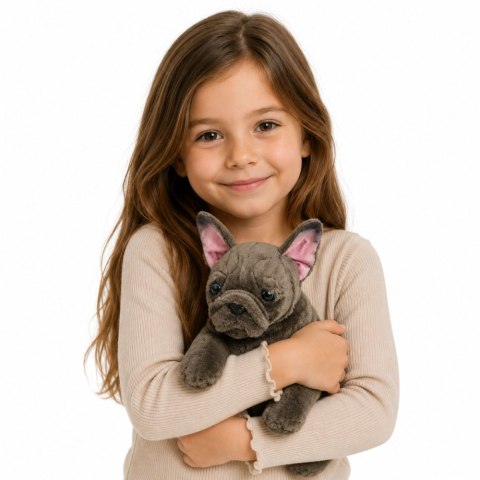 LEAN Toys Pluszowa Maskotka Przytulanka Piesek Buldog Francuski Brązowy 22 cm