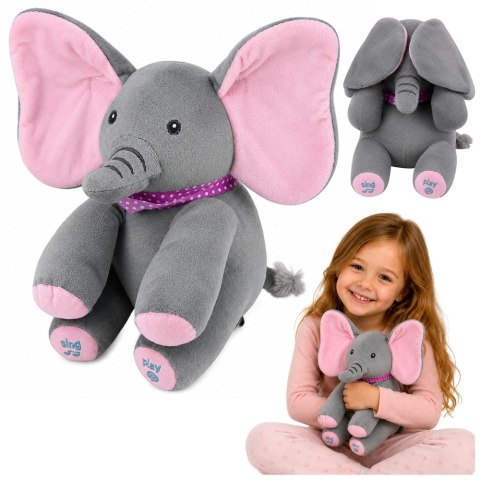 LEAN Toys Pluszowy Słonik Interaktywny Rusza Uszami Gra Melodie Zabawa W A Ku Ku