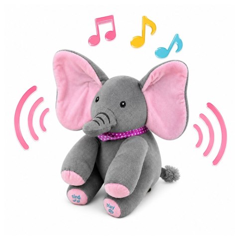 LEAN Toys Pluszowy Słonik Interaktywny Rusza Uszami Gra Melodie Zabawa W A Ku Ku