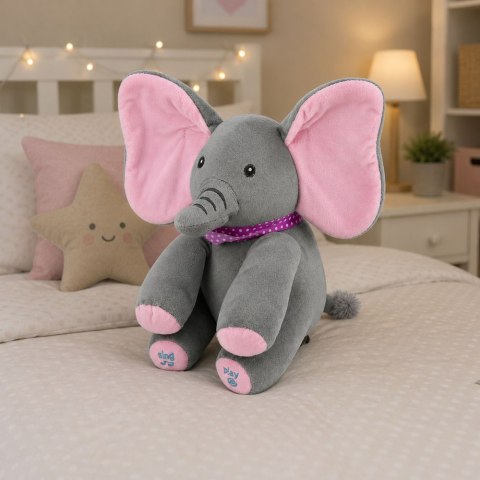 LEAN Toys Pluszowy Słonik Interaktywny Rusza Uszami Gra Melodie Zabawa W A Ku Ku