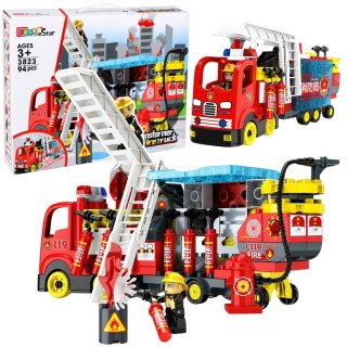 LEAN Toys Rozkładany Wóz Strażacki Klocki Figurki Strażaków Światła Dźwięki 94 el.
