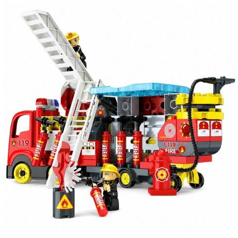 LEAN Toys Rozkładany Wóz Strażacki Klocki Figurki Strażaków Światła Dźwięki 94 el.