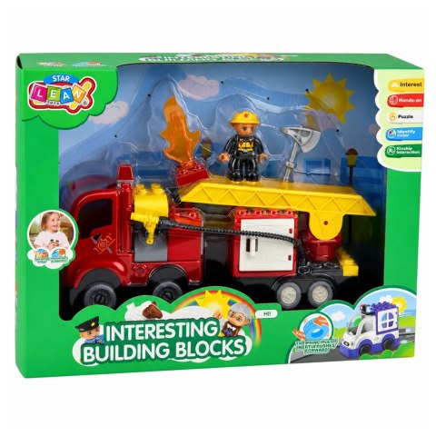 LEAN Toys Straż Pożarna Samochód Strażacki Z Napędem Figurka Strażaka Klocki Zestaw