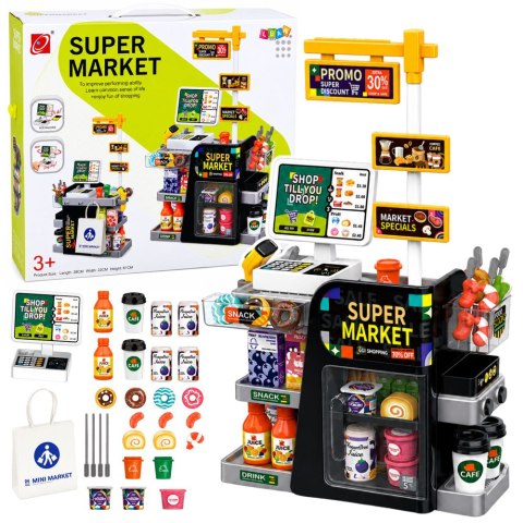 LEAN Toys Supermarket Kasa Fiskalna Skaner Dystrybutor Napojów Światła Dźwięki 65 el.