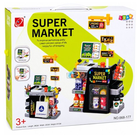 LEAN Toys Supermarket Kasa Fiskalna Skaner Dystrybutor Napojów Światła Dźwięki 65 el.