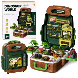 LEAN Toys Zestaw Dinozaury W Plecaku Walizce Figurki Karty Edukacyjne Akcesoria 30 el.