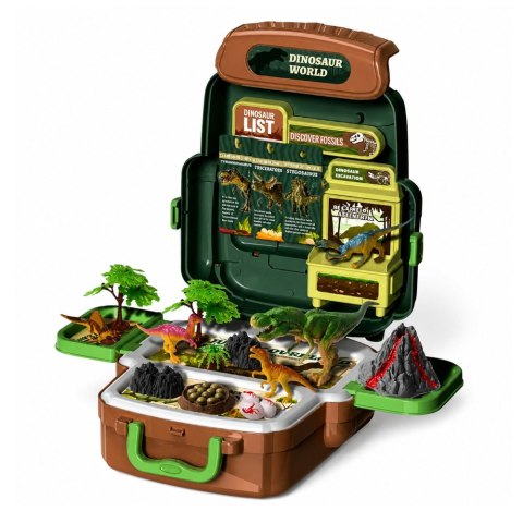 LEAN Toys Zestaw Dinozaury W Plecaku Walizce Figurki Karty Edukacyjne Akcesoria 30 el.