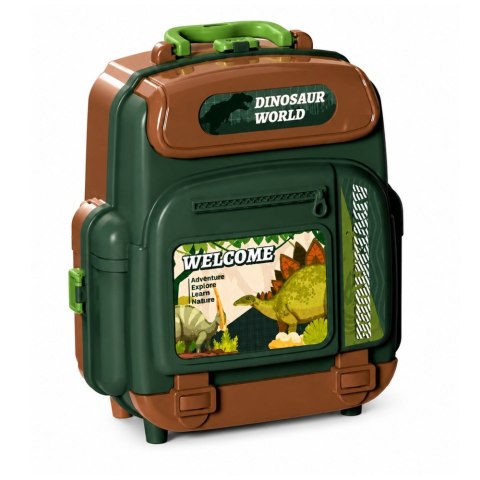 LEAN Toys Zestaw Dinozaury W Plecaku Walizce Figurki Karty Edukacyjne Akcesoria 30 el.