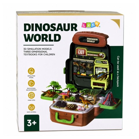 LEAN Toys Zestaw Dinozaury W Plecaku Walizce Figurki Karty Edukacyjne Akcesoria 30 el.