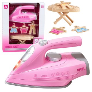 LEAN Toys Zestaw Do Prasowania Żelazko z Funkcją Wibracji Światła Dźwięki Akcesoria