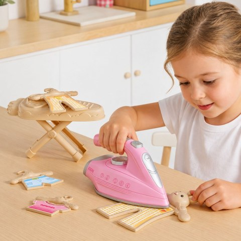 LEAN Toys Zestaw Do Prasowania Żelazko z Funkcją Wibracji Światła Dźwięki Akcesoria
