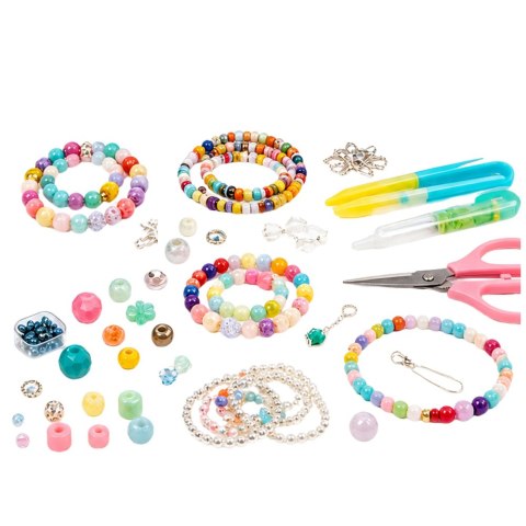LEAN Toys Zestaw Do Tworzenia Biżuterii w Walizce Koraliki Zawieszki Literki 1000 el.