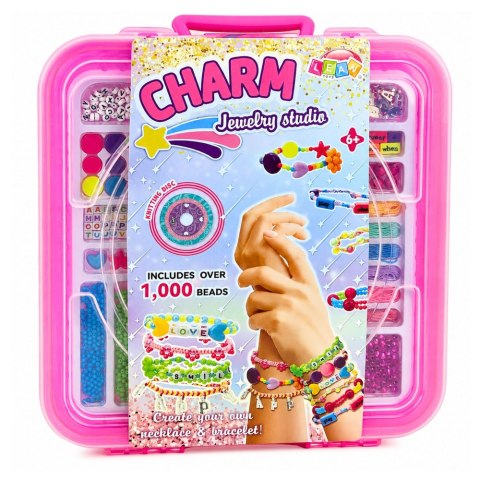 LEAN Toys Zestaw Do Tworzenia Biżuterii w Walizce Koraliki Zawieszki Literki 1000 el.