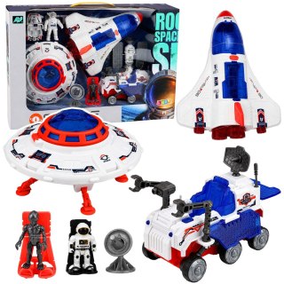 LEAN Toys Zestaw Kosmiczny Ufo Wahadłowiec Pojazd Badawczy Satelita Astronauci