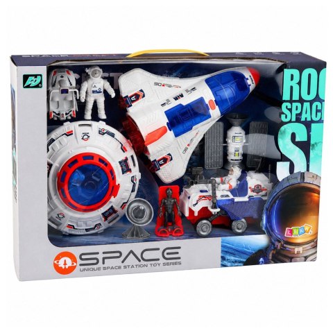LEAN Toys Zestaw Kosmiczny Ufo Wahadłowiec Pojazd Badawczy Satelita Astronauci