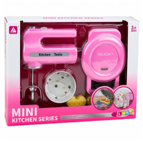 LEAN Toys Zestaw Kuchenny Gofrownica Mikser Wymienne Końcówki Światła Dźwięki Różowy