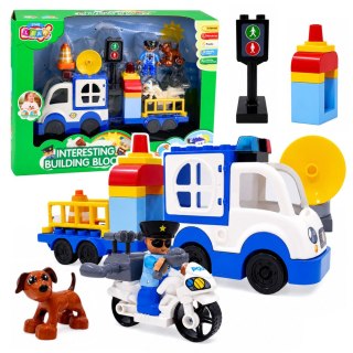 LEAN Toys Zestaw Miejski Policyjny Samochód Z Napędem Klocki Figurki Akcesoria