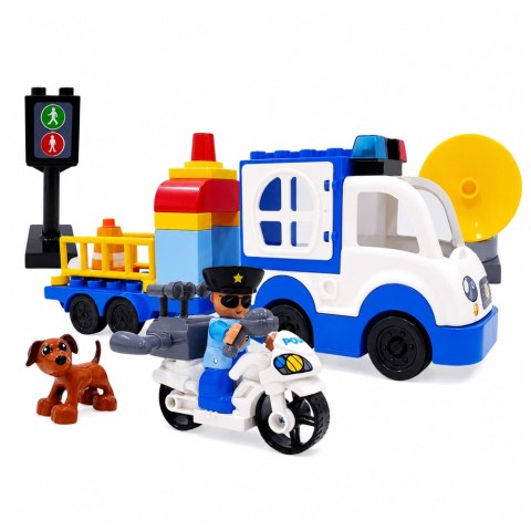 LEAN Toys Zestaw Miejski Policyjny Samochód Z Napędem Klocki Figurki Akcesoria