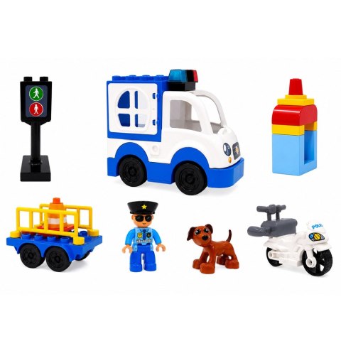 LEAN Toys Zestaw Miejski Policyjny Samochód Z Napędem Klocki Figurki Akcesoria