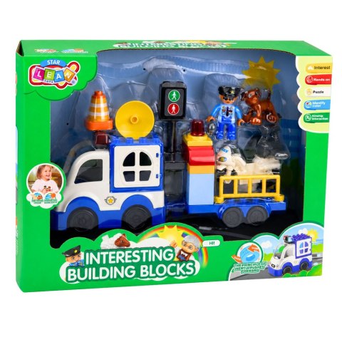 LEAN Toys Zestaw Miejski Policyjny Samochód Z Napędem Klocki Figurki Akcesoria