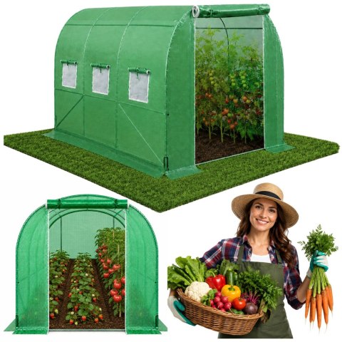 LEAN Tunel Ogrodowy Foliowy Szklarnia Na Warzywa Okna Zielony UV 3,5x2x2M 7M²