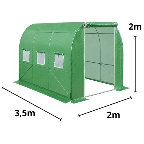 LEAN Tunel Ogrodowy Foliowy Szklarnia Na Warzywa Okna Zielony UV 3,5x2x2M 7M²