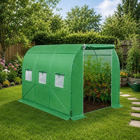 LEAN Tunel Ogrodowy Foliowy Szklarnia Na Warzywa Okna Zielony UV 3,5x2x2M 7M²