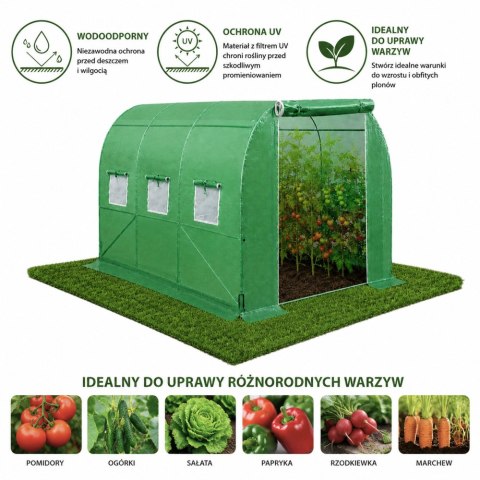 LEAN Tunel Ogrodowy Foliowy Szklarnia Na Warzywa Okna Zielony UV 3,5x2x2M 7M²