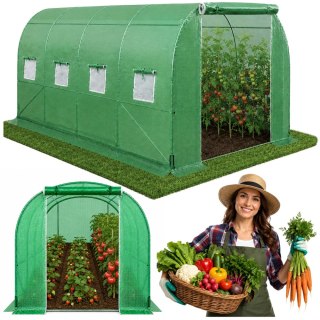 LEAN Tunel Ogrodowy Foliowy Szklarnia Na Warzywa Okna Zielony UV 4,5x2x2 M 9M²