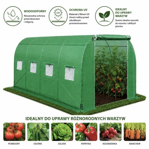 LEAN Tunel Ogrodowy Foliowy Szklarnia Na Warzywa Okna Zielony UV 4,5x2x2 M 9M²