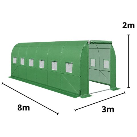 LEAN Tunel Ogrodowy Foliowy Szklarnia Na Warzywa PRO Stelaż 25MM 8x3x2M 24M²
