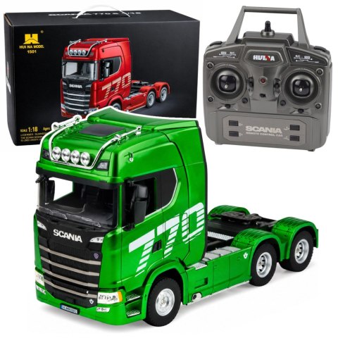HUINA Ciągnik Siodłowy Ciężarówka Scania Zdalnie Sterowana RC Huina Zielony 1:18
