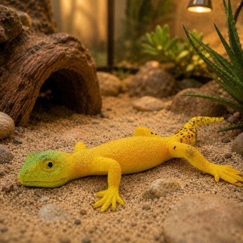 LEAN TOYS Gekon Złocisty Gumowa Figurka Rozciągliwa Realistyczna Gad 15,5 cm