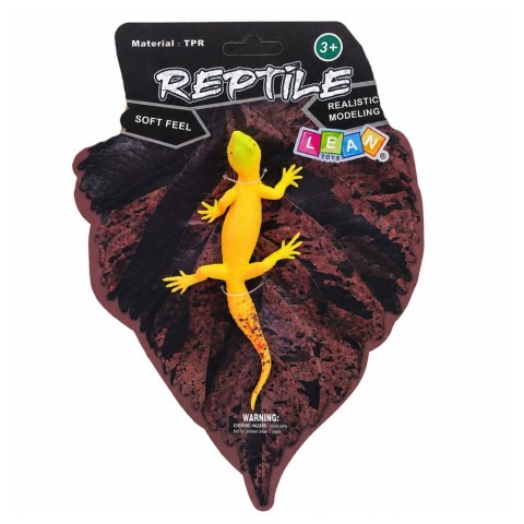 LEAN TOYS Gekon Złocisty Gumowa Figurka Rozciągliwa Realistyczna Gad 15,5 cm