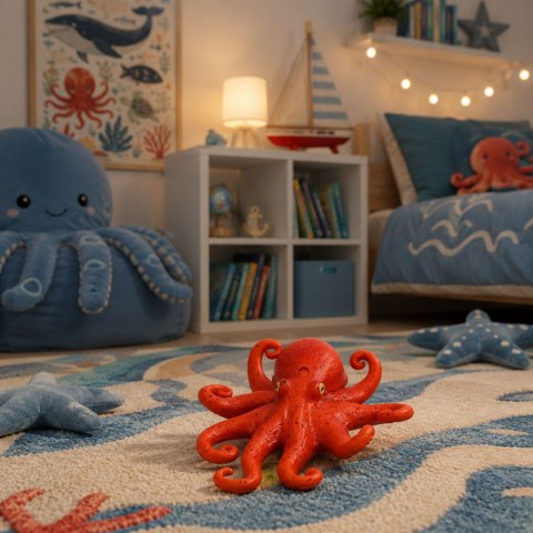 LEAN TOYS Gumowa Figurka Ośmiornica Rozciągliwa Realistyczna Zwierzę Morskie 14cm
