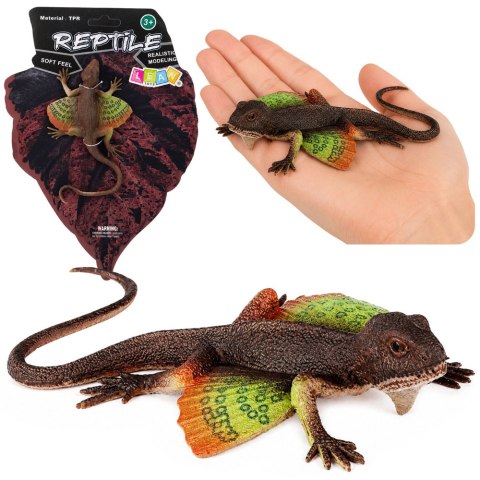LEAN TOYS Jaszczurka Agama Błoniasta Gumowa Figurka Rozciągliwa Realistyczna 13 cm