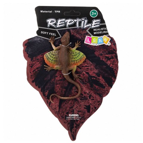 LEAN TOYS Jaszczurka Agama Błoniasta Gumowa Figurka Rozciągliwa Realistyczna 13 cm