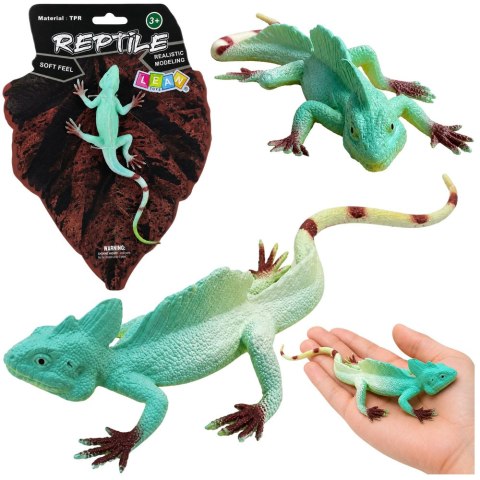 LEAN TOYS Jaszczurka Agama Żaglowa Gumowa Figurka Rozciągliwa Realistyczna 16 cm