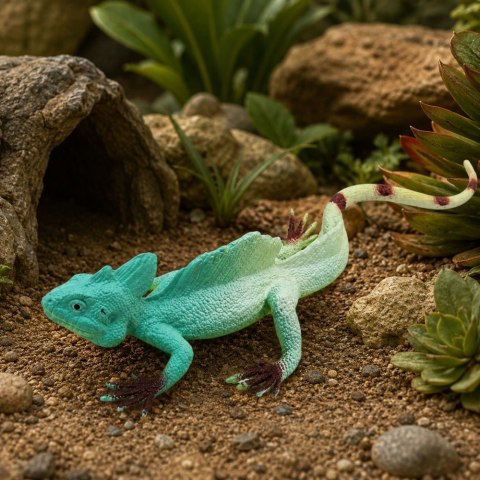 LEAN TOYS Jaszczurka Agama Żaglowa Gumowa Figurka Rozciągliwa Realistyczna 16 cm