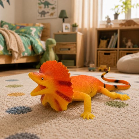 LEAN TOYS Jaszczurka Kołnierzasta Gumowa Figurka Rozciągliwa Realistyczna 19cm