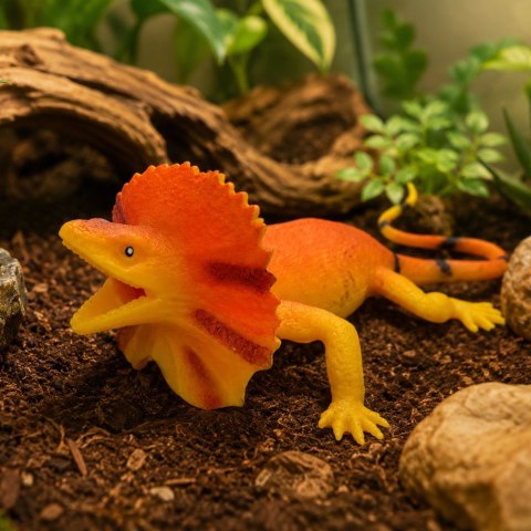LEAN TOYS Jaszczurka Kołnierzasta Gumowa Figurka Rozciągliwa Realistyczna 19cm