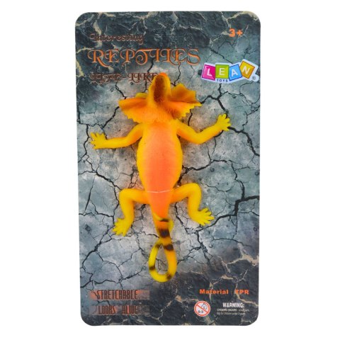 LEAN TOYS Jaszczurka Kołnierzasta Gumowa Figurka Rozciągliwa Realistyczna 19cm