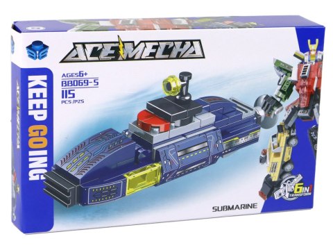 LEAN TOYS Łódź Podwodna Klocki 115 Elementów Konstrukcja Naklejki