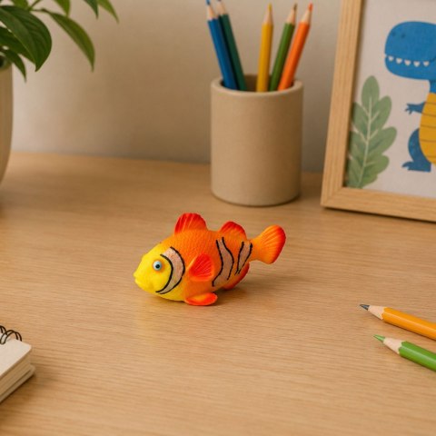LEAN TOYS Ryba Gumowa Błazenek Figurka Rozciągliwa Realistyczna Ryba Oceaniczna 10cm