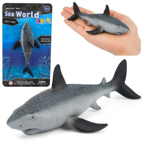LEAN TOYS Ryba Gumowa Rekin Figurka Rozciągliwa Realistyczna Rekin Oceaniczny 18 cm