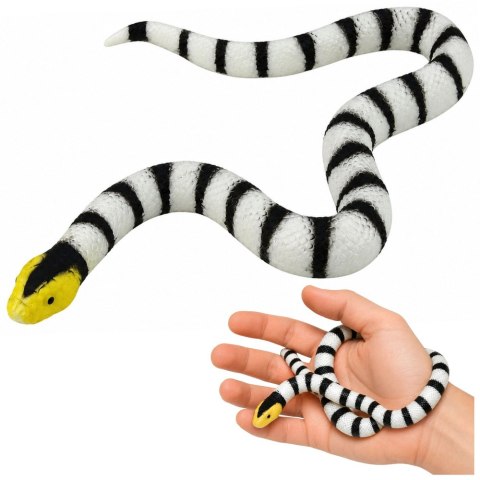 LEAN TOYS Wąż Gumowy Figurka Rozciągliwa Realistyczna Czarno-Biały 33 cm